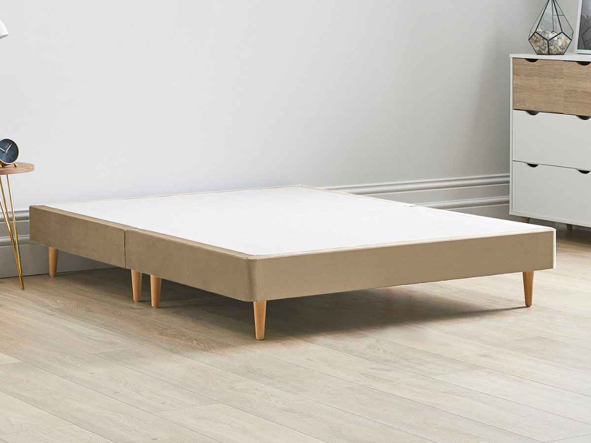View 12 High Divan Bed Base On Wooden Legs 50 King Size Latte Brown Solid Sides Ends Beech Tapered Wooden Leg information