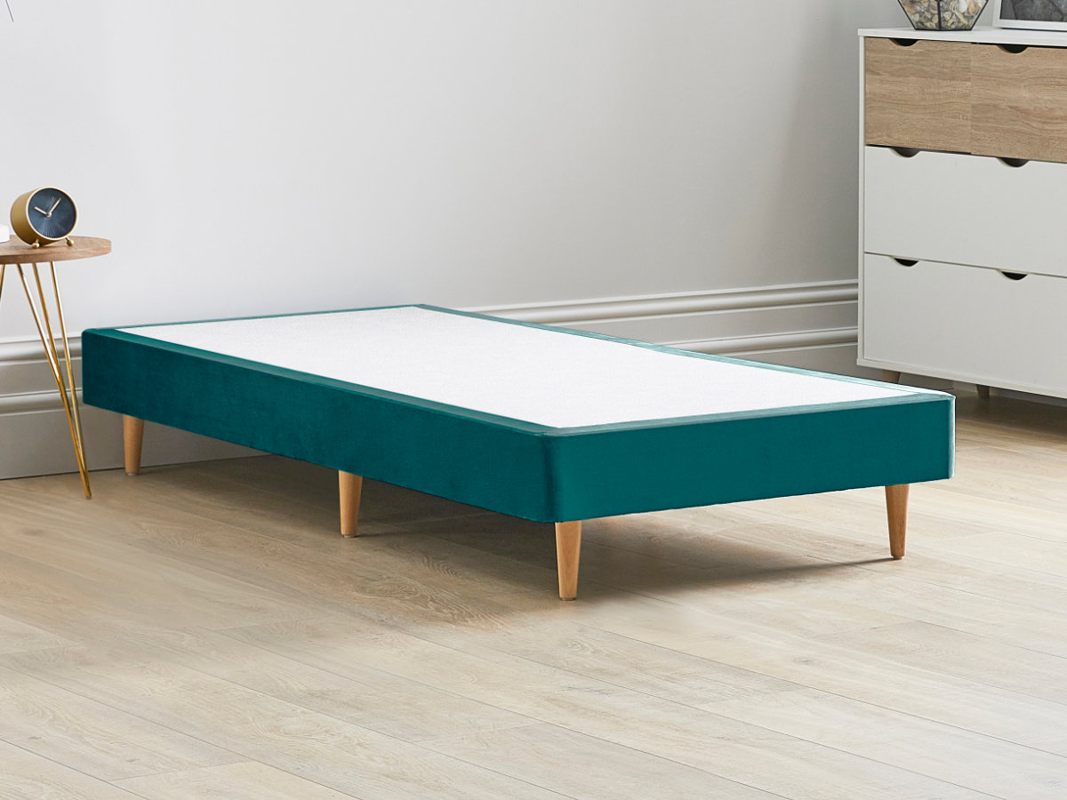 View 12 High Divan Bed Base On Wooden Legs 30 Standard Single Mallard Green Solid Sides Ends Beech Tapered Wooden Leg information