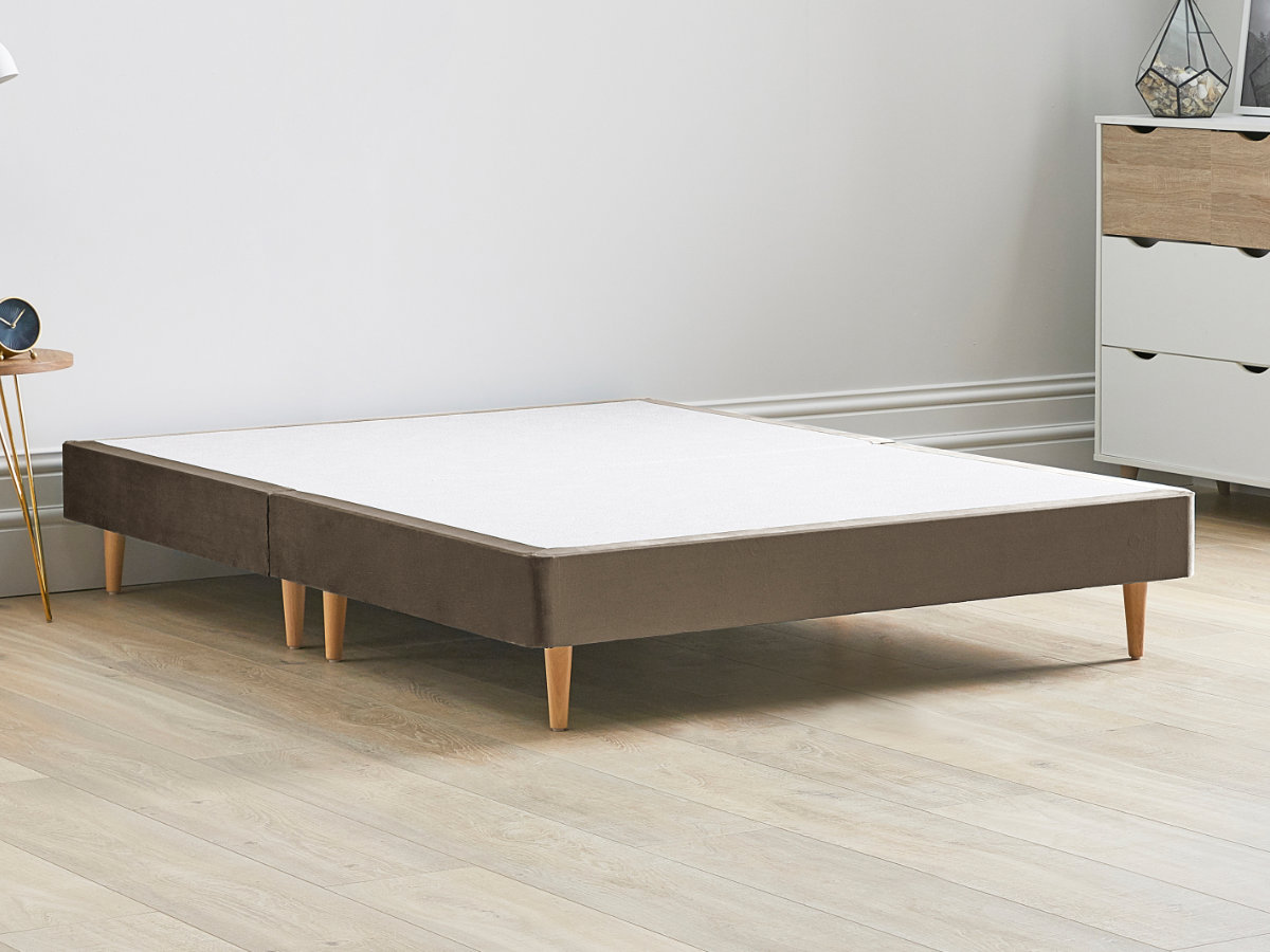 View 12 High Divan Bed Base On Wooden Legs 50 King Size Mocha Brown Solid Sides Ends Beech Tapered Wooden Leg information
