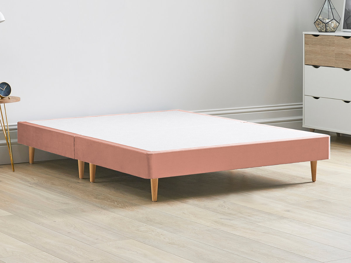 View 12 High Divan Bed Base On Wooden Legs 46 Standard Double Pink Solid Sides Ends Beech Tapered Wooden Leg information