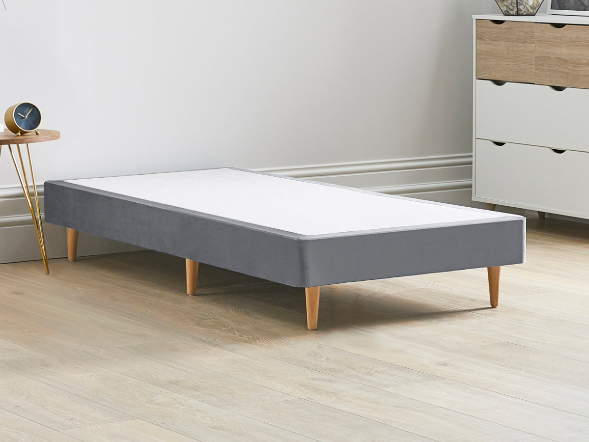 View 12 High Divan Bed Base On Wooden Legs 30 Standard Single Titanium Grey Solid Sides Ends Beech Tapered Wooden Leg information