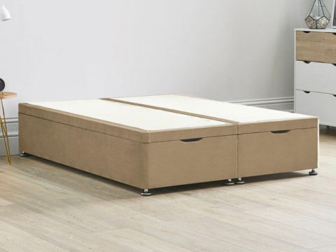 Ottoman Storage End Lift Divan Bed Base - 4'6'' Standard Double Latte