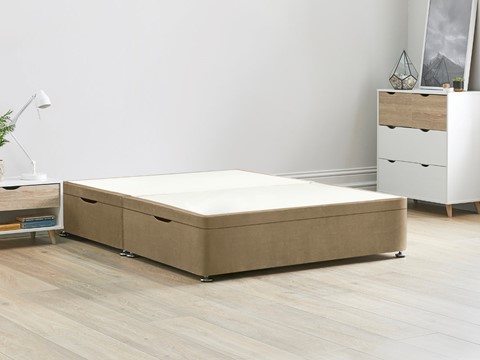 Ottoman Storage Side Lift Divan Bed Base - 5'0'' King Size Latte