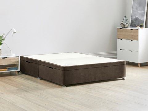 Ottoman Storage Side Lift Divan Bed Base - 5'0'' King Size Mocha 