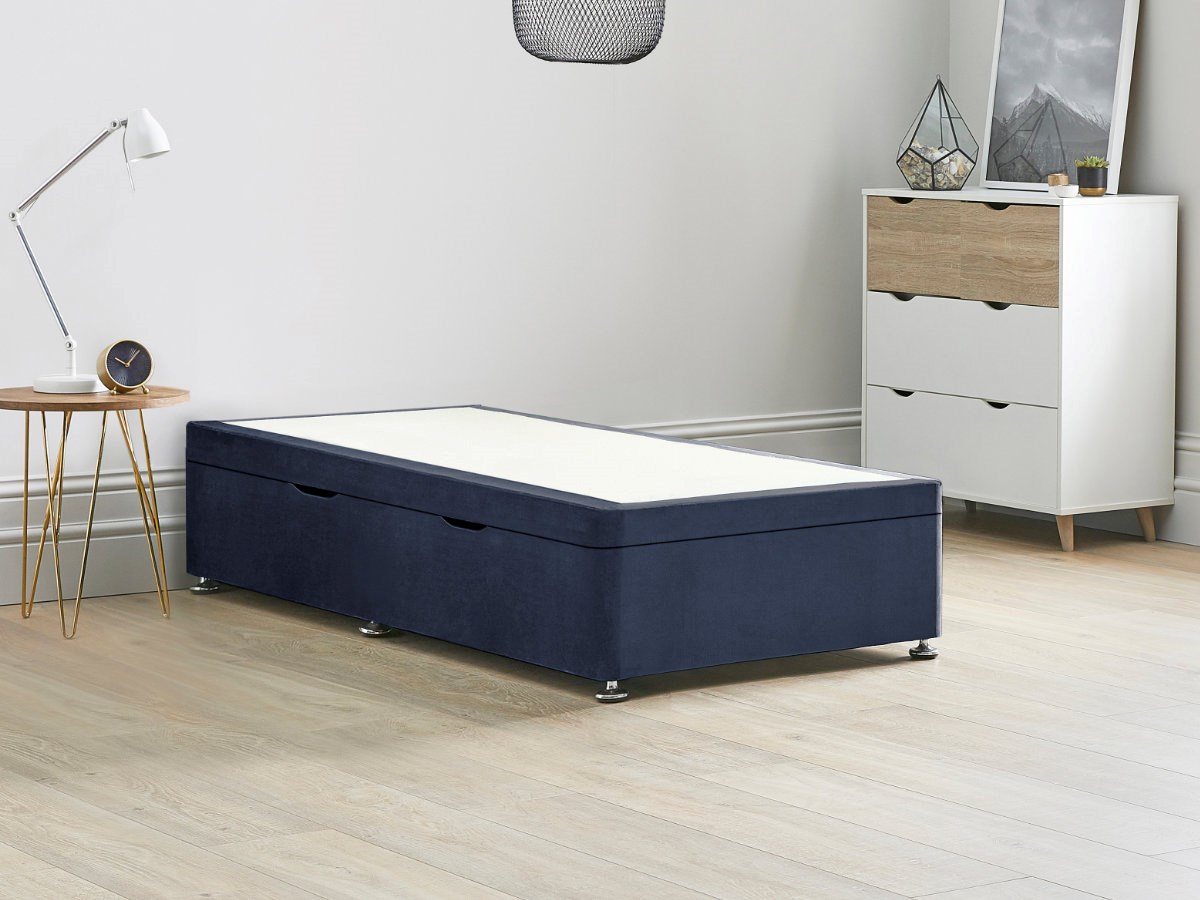 Blue 3'0'' Single Ottoman Storage Side Lift Divan Bed Base