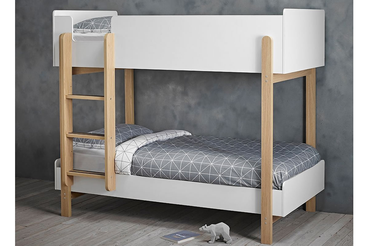 View Matt WhiteOak MDF Wooden Bunk Bed 30 Single Hero information