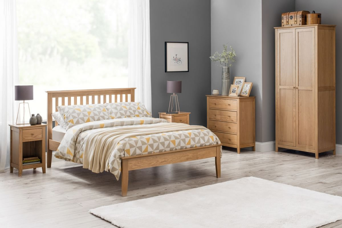 View Salerno Solid Oak Shaker Bed Frame Low Foot End Durable Natural Oak Sprung Slatted Base Single Double or King Size information