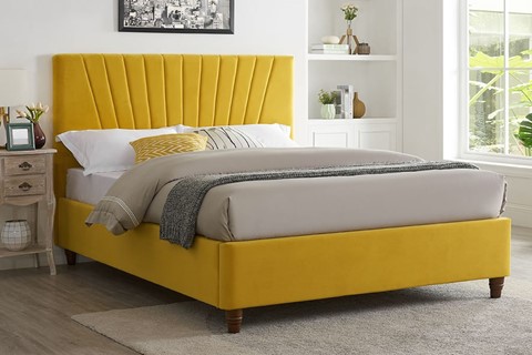 Lexie Low Footend Fabric Bedframe - 4'6'' Double Mustard 