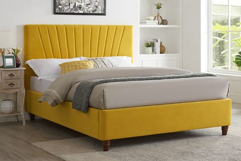 Lexie Low Footend Fabric Bed Frame - 4'6'' Double Mustard