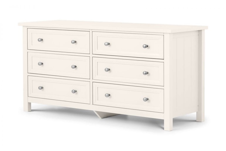 Maine White 6 Drawer Wide Chest