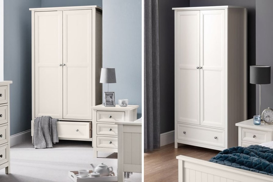 Maine White 2 Door Combination Wardrobe