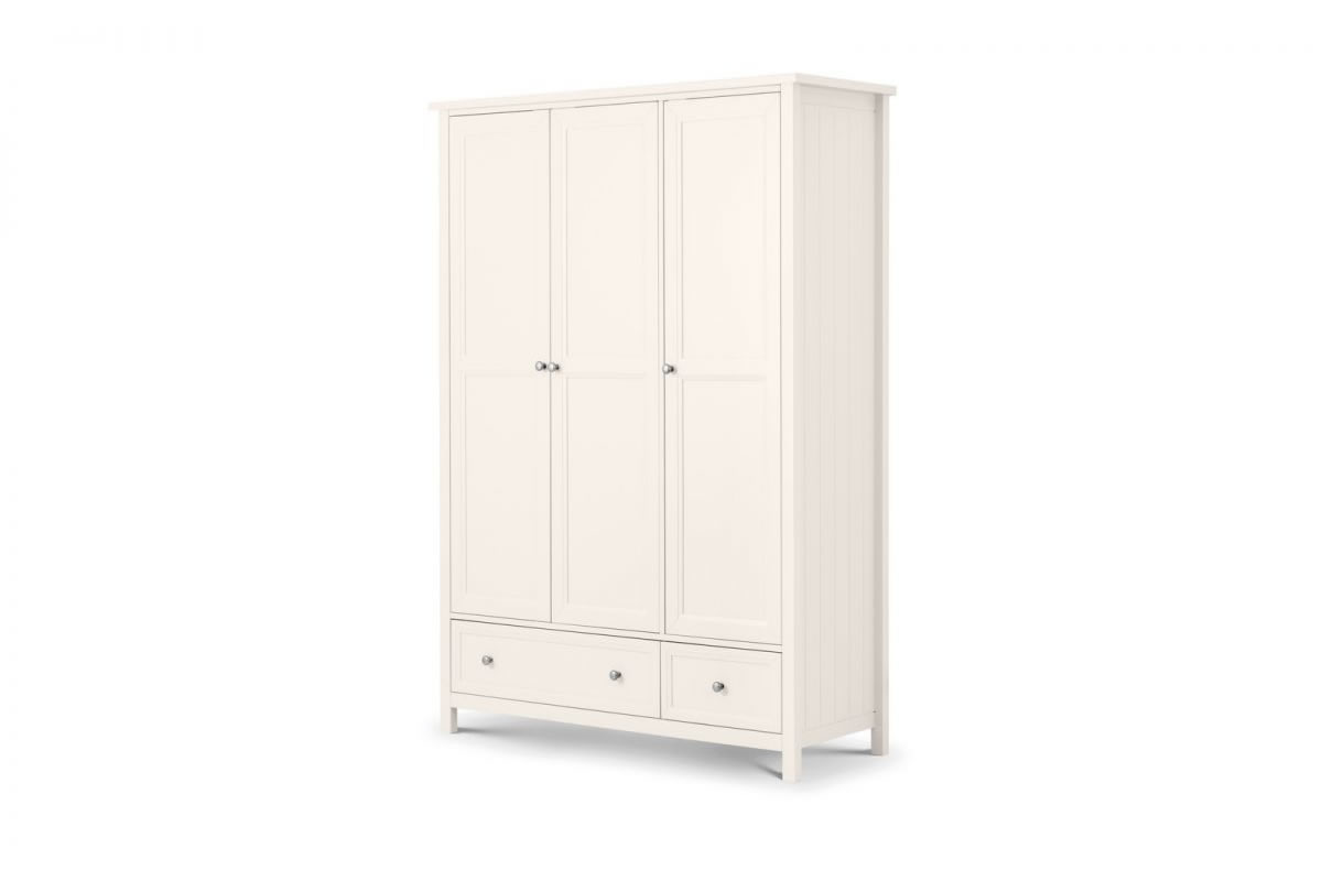 View White 3 Door Combination Wardrobe 2 Stoarge Drawers Pewter Handles Maine Surf information
