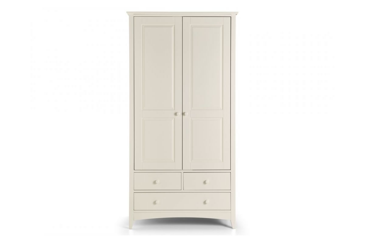 View Painted Stone White 2 Door 3 Drawers Full Hanging Combination Wardrobe Shaker Style Panelled Doors Matching Cameo Bedroom Range information