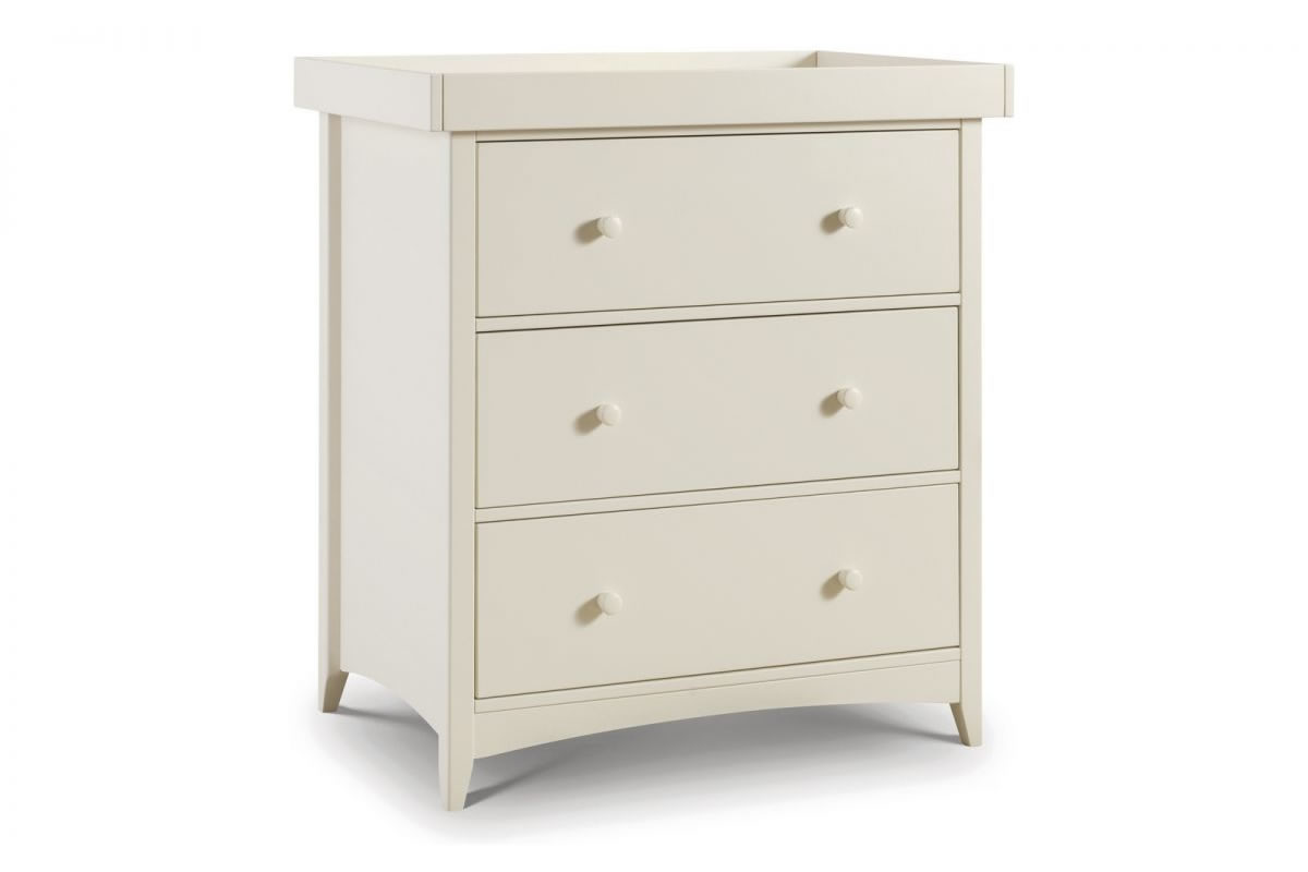 View Stone White Wooden 4 Wide Drawer Bedroom Storage Chest Of Drawers Baby Changing Top Surface Shaker Style Design Cameo information