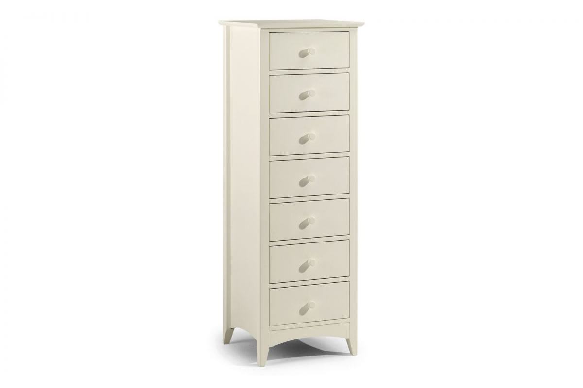 View Stone White Wooden 7 Drawer Narrow Bedroom Storage Chest Of Drawers 7 Box Drawers Shaker Style Design Cameo information