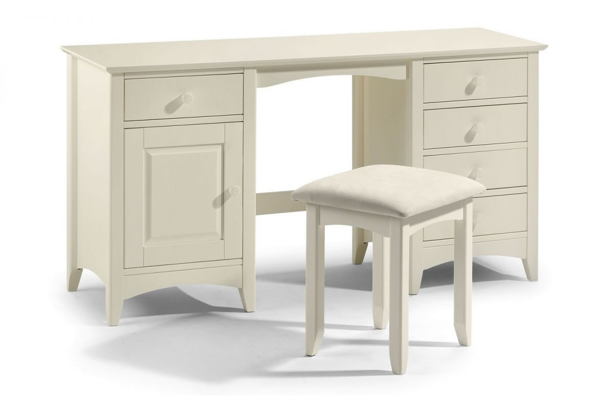 View Painted White Wooden Dressing Table 5 Easy Glide Storage Drawers One Cupboard Storage Shaker Style Matching Bedroom Furniture Cameo Stone information