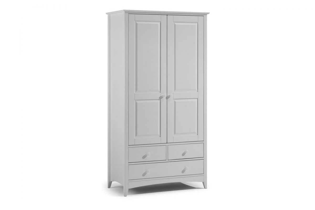 View Painted Grey Shaker Styled Combination Double Wardrobe With Two Drawers Easy Glide Storage Drawers Full Hanging Space Barcelona Bedroom Range information