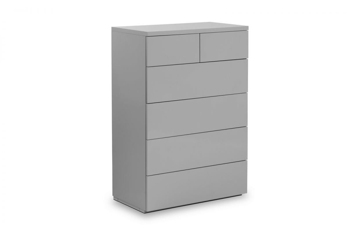 View Modern Grey High Gloss Finish 42 Wide Tall Drawer Storage Chest Metal Easy Glide Soft Close Drawers Great Clothes Storage Monaco Julian Bowen information