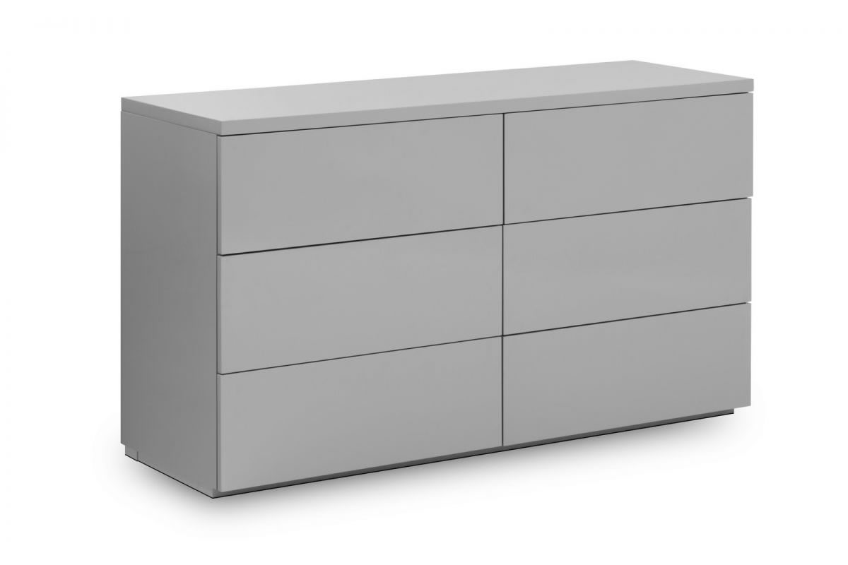 View Modern Gloss Grey 6 Drawer Wide Storage Chest Of Drawers Easy Glide Drawers Metal Soft Close Runners Monaco Bedroom Range information