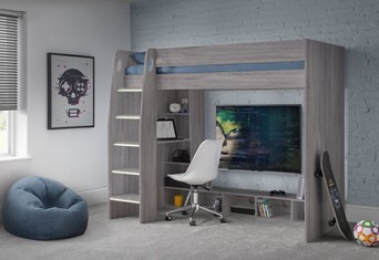 Nebula Gaming Bed with Desk - Grey Oak 