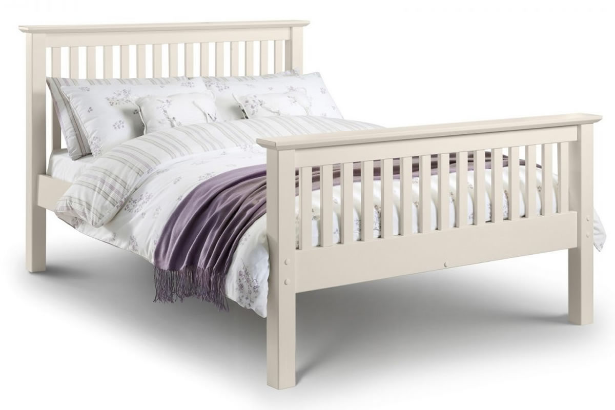 View Barcelona White Wooden Double 46 Shaker Style Bed Frame High Headboard Foot End Solid Pine Slats information