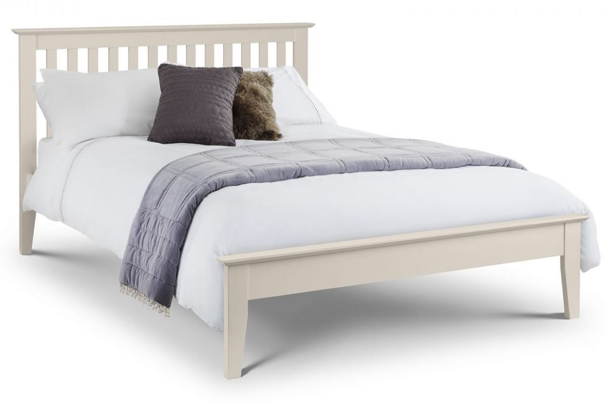 View Solid White Oak Shaker Bedframe Low Footend Ivory Lacquer Finish Salerno Ivory 3 Sizes Single Double or King Size information