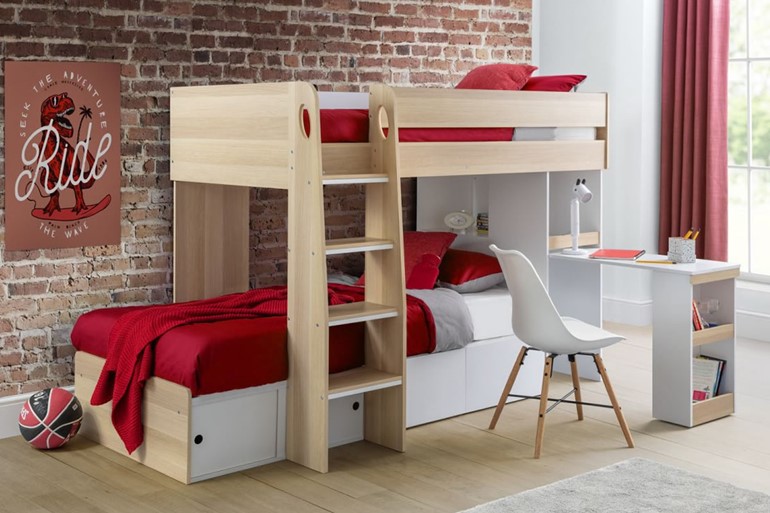 Wooden Bunkbed Pull Out Desk, Bed With Desk Underneath Uk