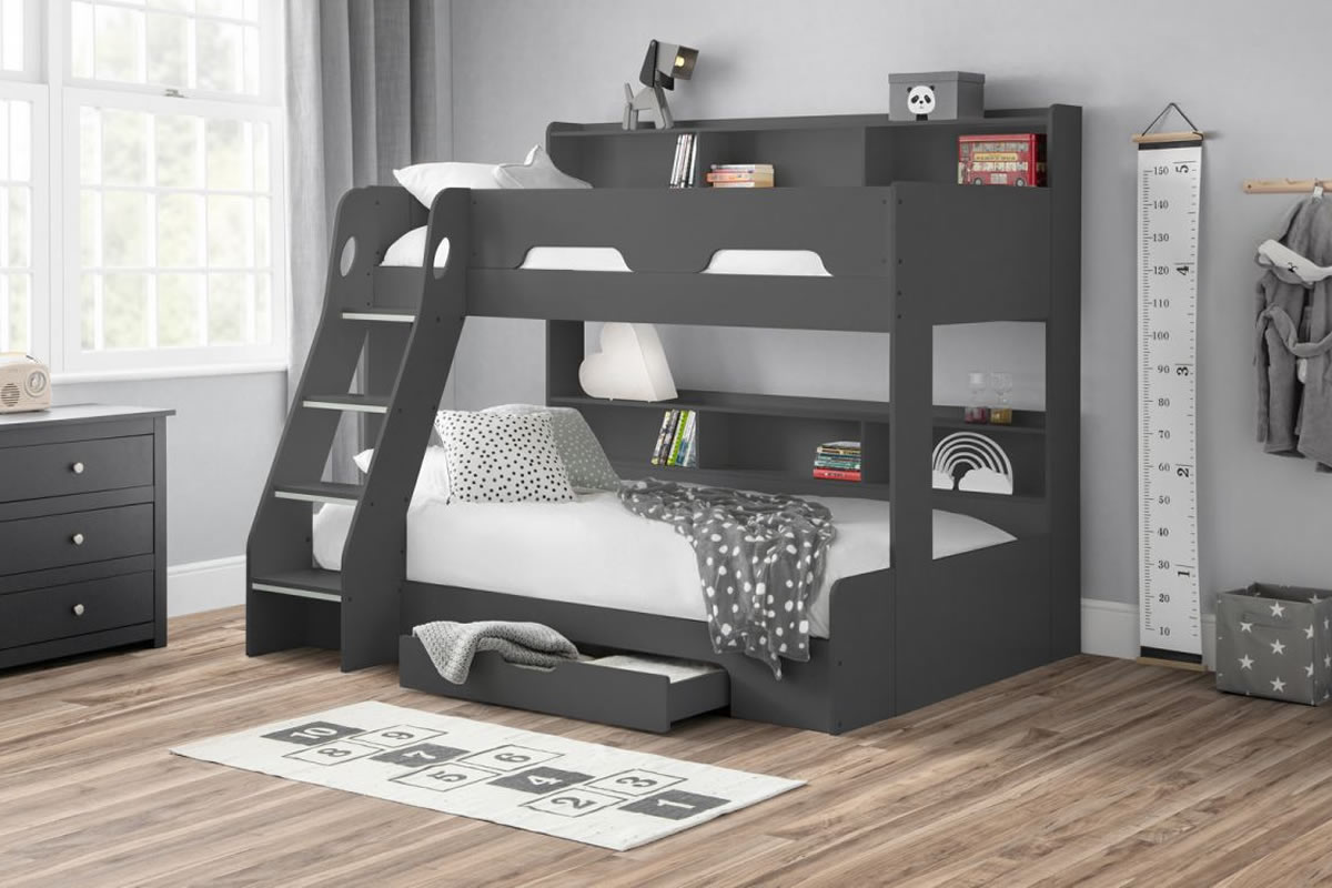 View Dark Grey Painted Wooden Triple Bunk Bed Sleeps 3 Orion Anthracite information