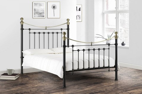Victoria Bed - Satin Black & Brass 5'0 King