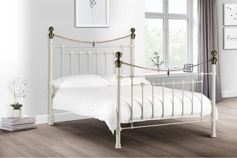 Victoria Bed - Stone White & Brass 5'0 King 