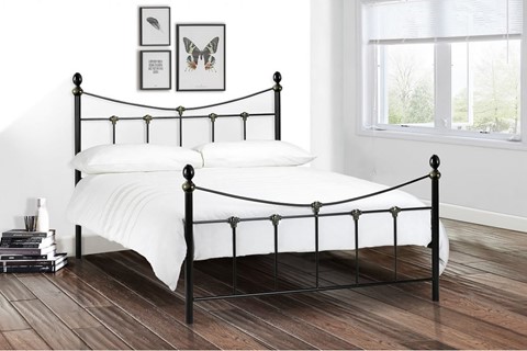 Rebecca Bed - 5'0 King Satin Black / Antique Gold 