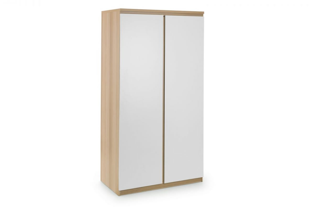 View White Oak 2 Door Wardrobe With Hanging Rail Shelf Jupiter information