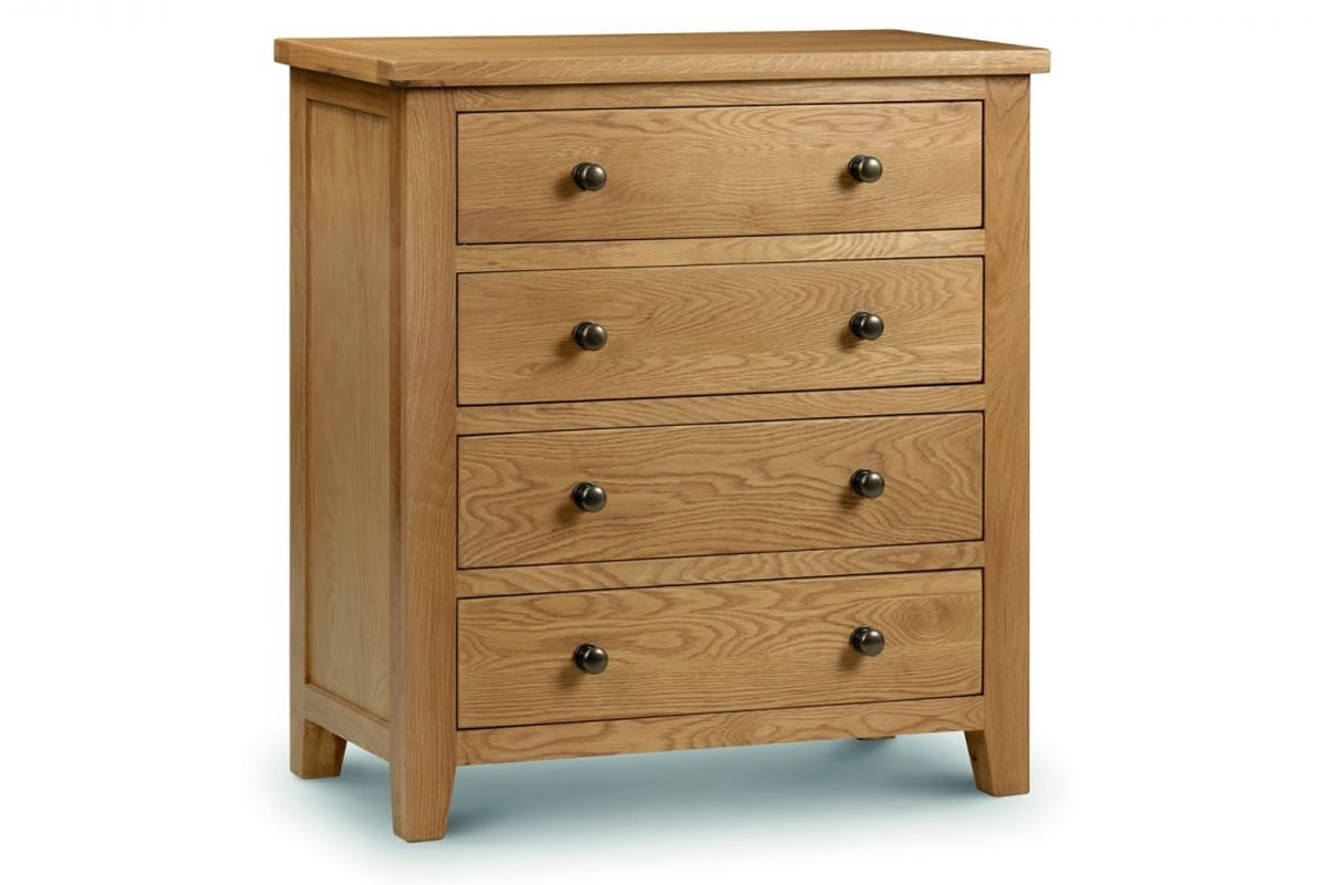 View Solid Oak Wooden 3 2 Drawer Wide Bedroom Storage Chest Of Drawers Shaker Styled Solid Wood Drawers Silver Handles Marlborough Julian Bowen information
