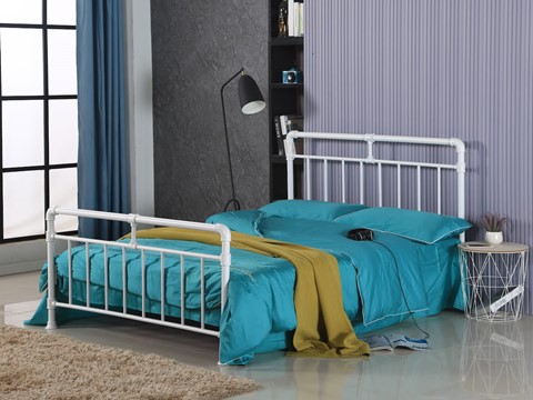 Pippa 4'6'' Double White Metal Bed Frame