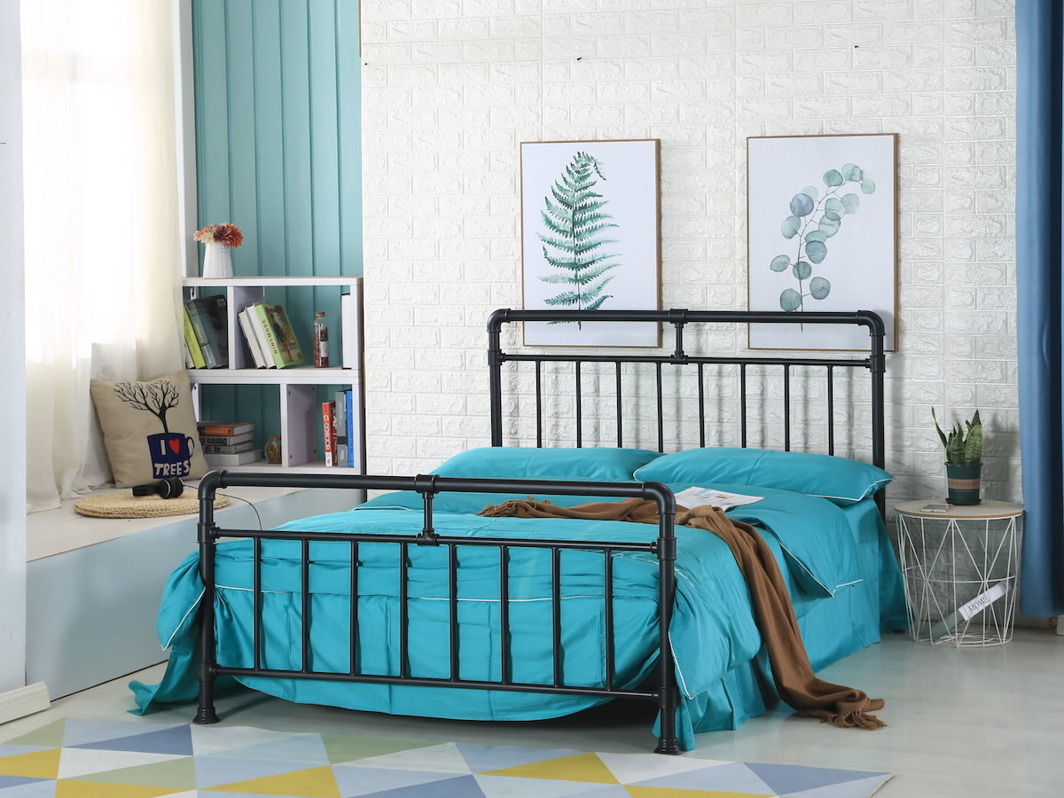 View Black 46 Double Pippa Metal Antique Hospital Style Metal Tubular Bed Frame Arched Gentle Curved Headboard Steel Frame Robust Slatted Base information