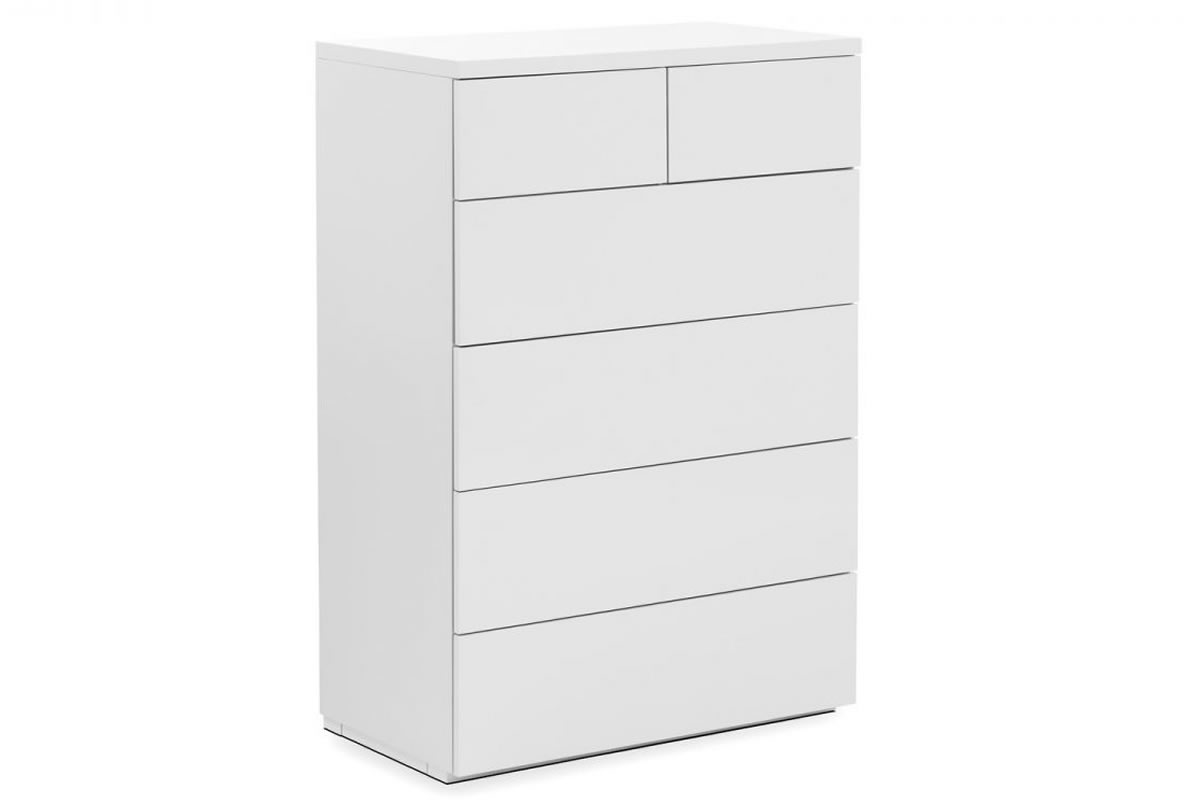 View Modern White High Gloss Finish 6 Drawer Wide Drawer Storage Chest Metal Easy Glide Soft Close Drawers Great Clothes Storage Monaco information