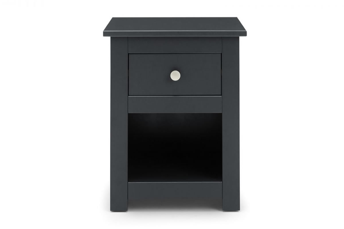 View Grey 1 Drawer Bedside Chest Silver Handles Radley Anthracite information